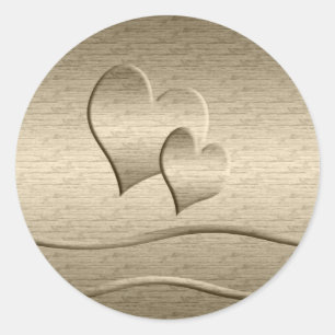 Two gold Hearts Classic Round Sticker