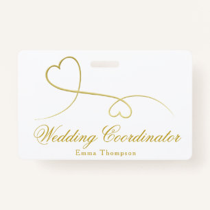 Two Gold Hearts Wedding Planner / Coordinator ID Badge