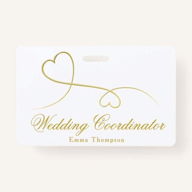 Two Gold Hearts | Wedding Planner / Coordinator ID Badge (Front)