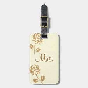Two Gold Roses Personalised Mrs. Luggage Tags