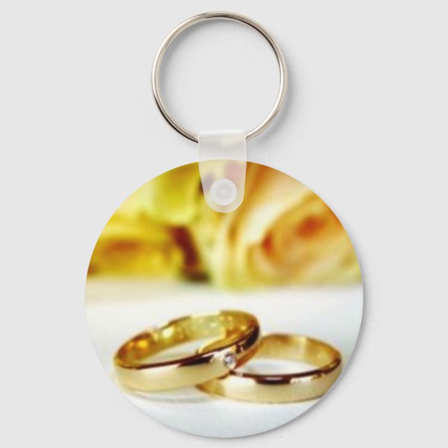 Two Gold Wedding Rings Key Ring (Front)
