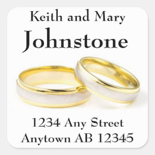 Two Gold Wedding Rings Return Address Label