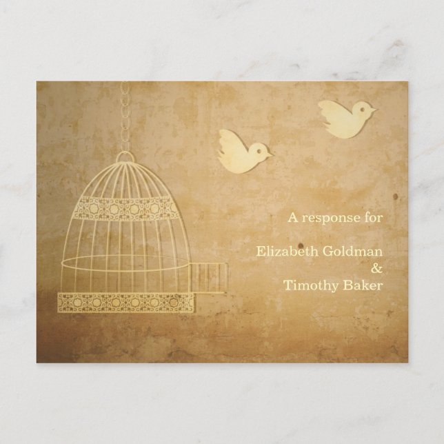 Two Golden Birds RSVP Post card (Front)