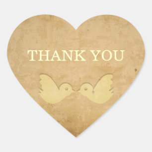 Two Golden Birds Thank You Sticker