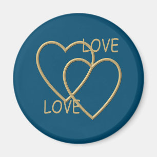 Two golden loving hearts magnet