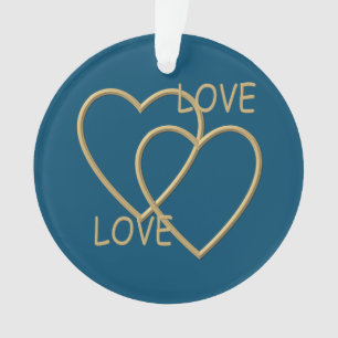 Two golden loving hearts ornament