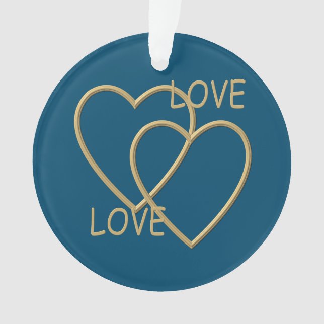 Two golden loving hearts ornament (Front)