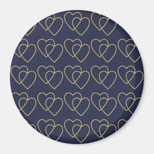 Two golden loving hearts pattern magnet
