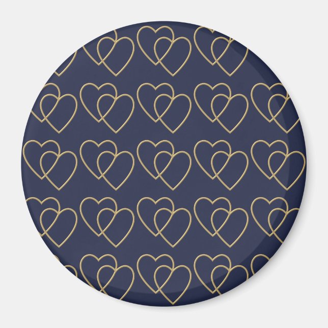 Two golden loving hearts pattern magnet (Front)