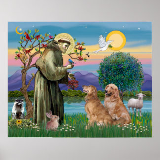 Two Golden Retrievers Poster