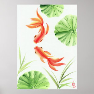 Two goldfishes poster