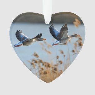 Two Goose Wildlife Lake Dated Photo Custom Ornament