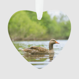 Two Goose Wildlife Lake Dated Photo Custom Ornament