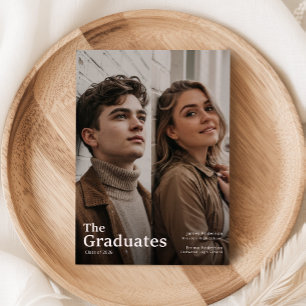 Two Graduate Photo Graduation Party Invitation Postcard