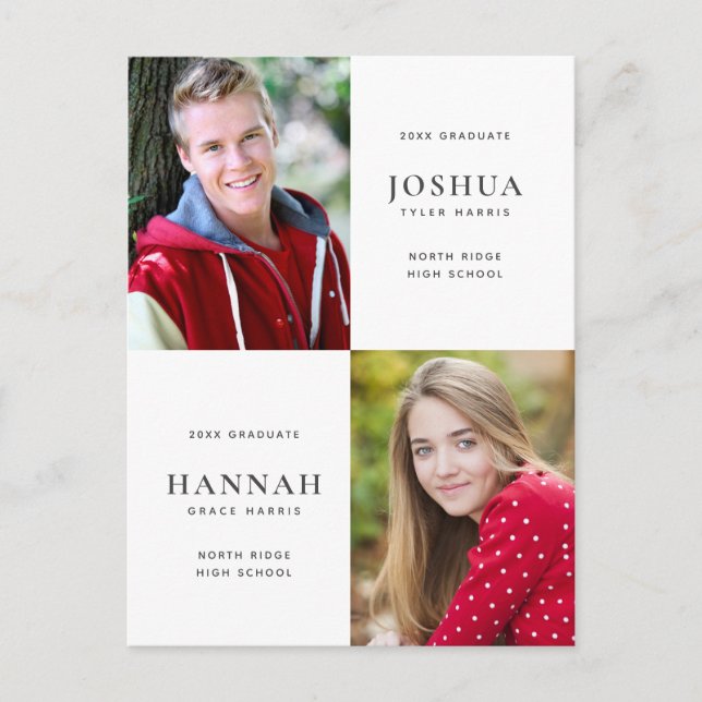 Two Graduates Double Graduation Photo Postcard (Front)