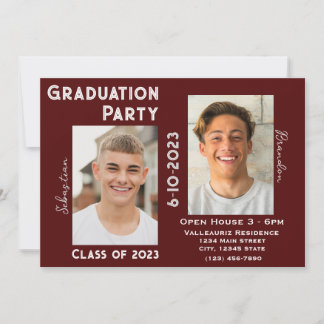 Two Graduates Graduation Party Invitation w/ Photo