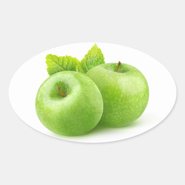 Two green apples oval sticker (Front)