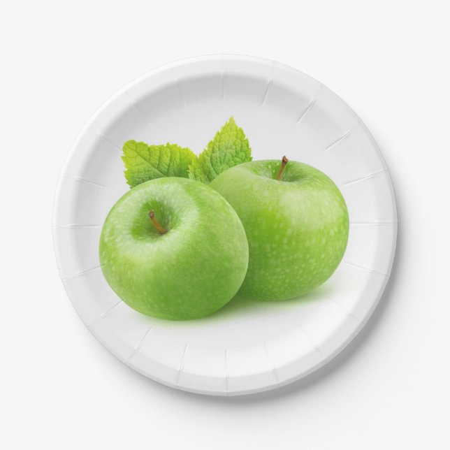 Two green apples paper plate (Front)