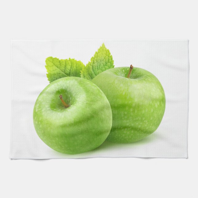 Two green apples tea towel (Horizontal)