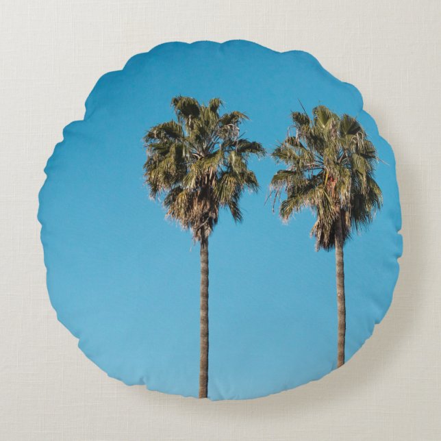 Two green coconut trees round cushion (Front)