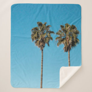 Two green coconut trees sherpa blanket
