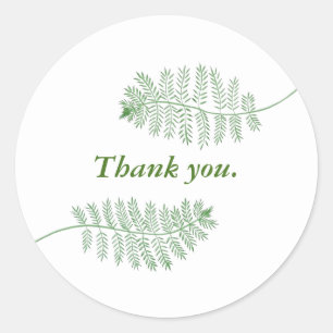Two Green Ferns Greenery Thank you Stickers