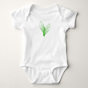 Two Green Leaves Intertwined Baby Bodysuit