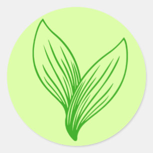 Two Green Leaves Intertwined Classic Round Sticker