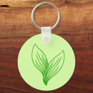 Two Green Leaves Intertwined Key Ring