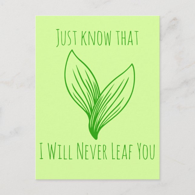 Two Green Leaves Intertwined Postcard (Front)