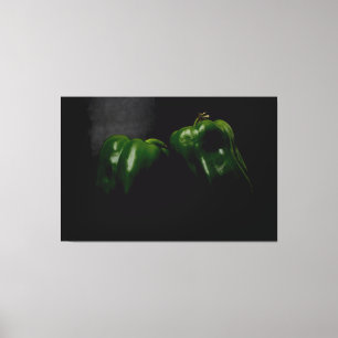 Two Green Peppers 60x40 (150x100cm) waccna Canvas Print