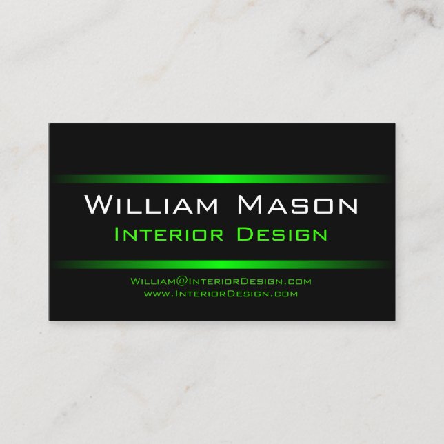 Two Green Stripes Professional Business Card (Front)