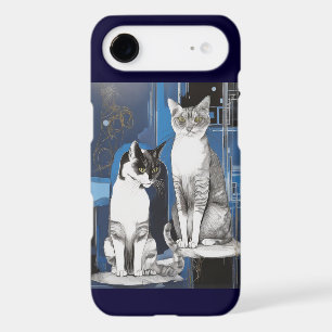 Two Grey Cats on an Abstract Background