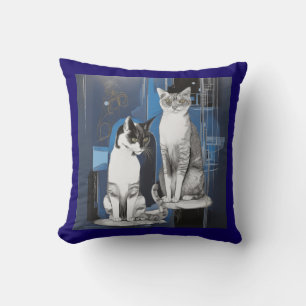 Two Grey Cats on an Abstract Background  Cushion