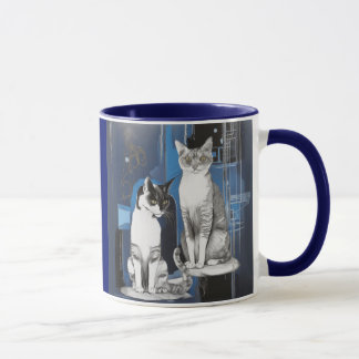 Two Grey Cats on an Abstract Background  Mug
