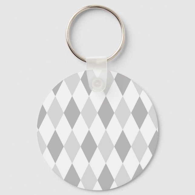 Two Grey Harlequin Diamond Pattern Key Ring (Front)