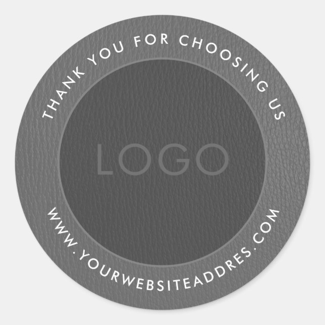 Two grey tones vintage faux leather classic round sticker (Front)