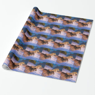 Two grey wolf in winter nature wrapping paper