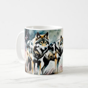 Two Grey Wolves Coffee Mug