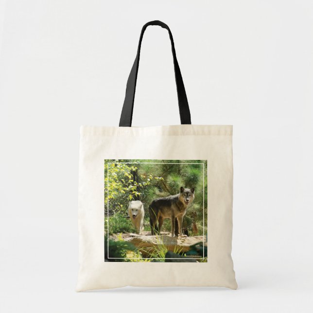 Two Grey Wolves in Forest Tote Bag (Front)