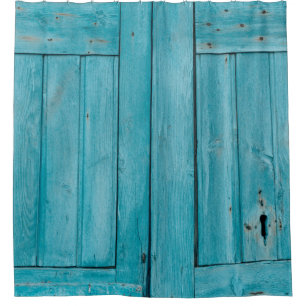 Two grey wooden doors shower curtain