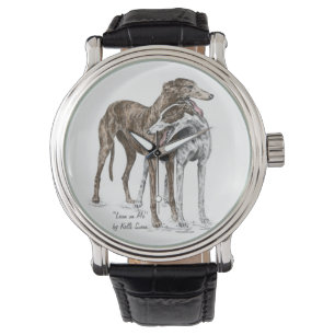 Two Greyhound Friends Dog Art Watch