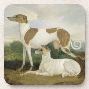 Two Greyhounds in a Landscape (oil on canvas) Coaster
