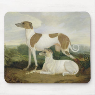Two Greyhounds in a Landscape (oil on canvas) Mouse Mat