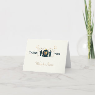 Two Groom Male Cream Blue LGBTQ Wedding Thank You Card