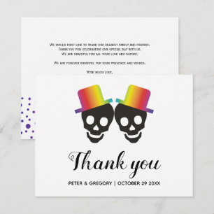 Two grooms and confetti gay wedding thank you card