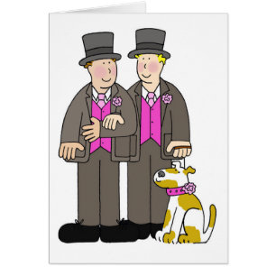 Two Grooms and their Dog Cartoon