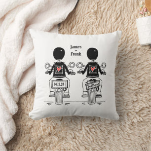 Two Grooms Biker Motorcycle Wedding Cushion