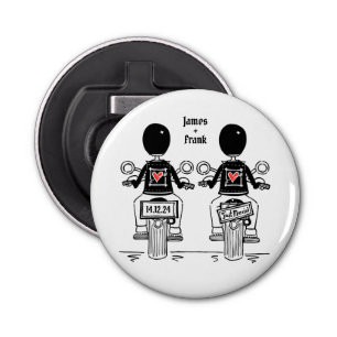 Two Grooms Biker Motorcycle Wedding Favour Bottle Opener