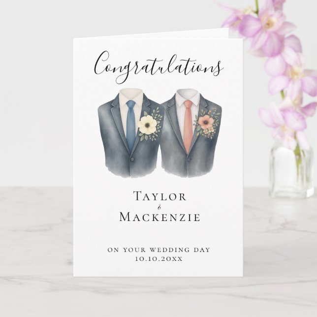 Two Grooms Congratulations on Your Wedding Day Card (Orchid)